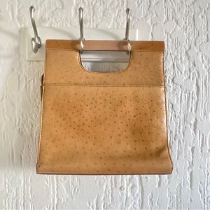 Giani Bernini Light Tan Brown Ostrich Clutch Handbag Purse